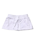White Cotton Blend Mid Waist A-line Mini Skirt