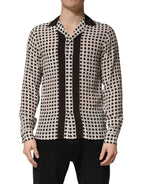 White Black Polka Dot Silk Men Casual Shirt