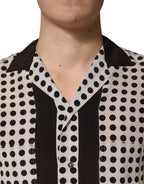 White Black Polka Dot Silk Men Casual Shirt