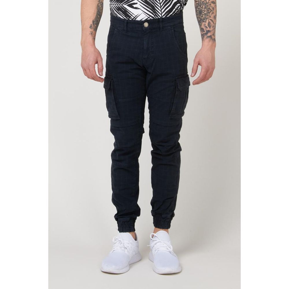 Blue Cotton Cargo Pants