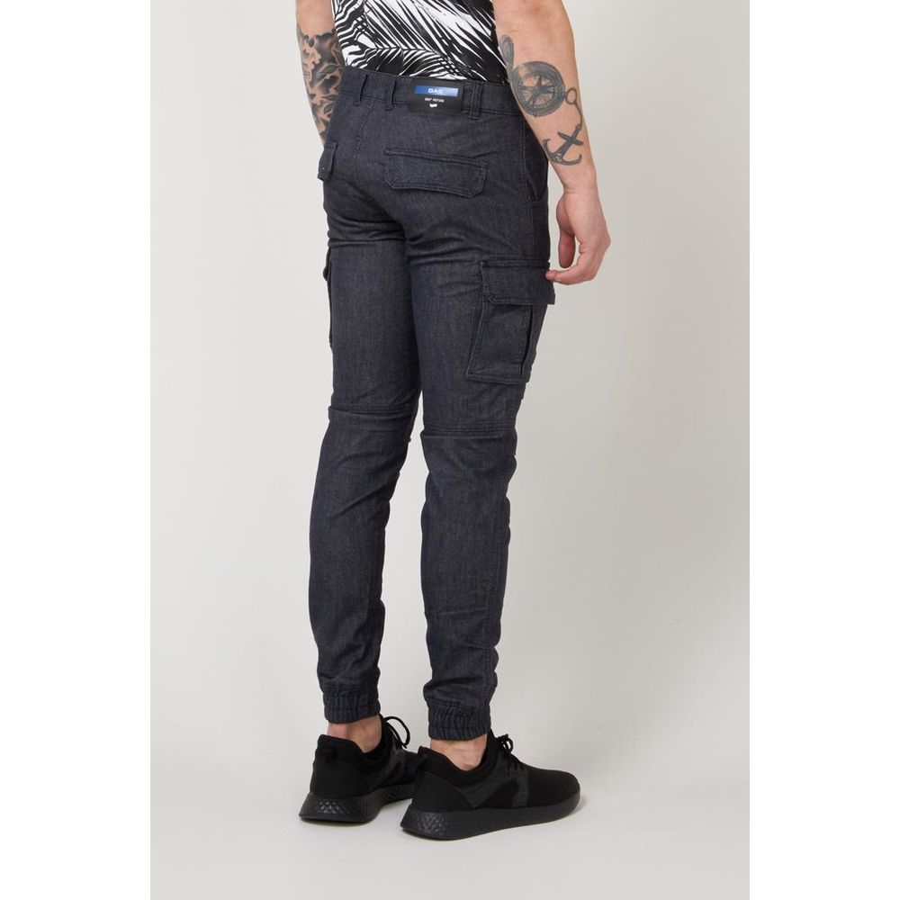 Blue Polyester Cargo Pants