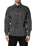 Black Stripes Cotton Men Formal Dress Shirt