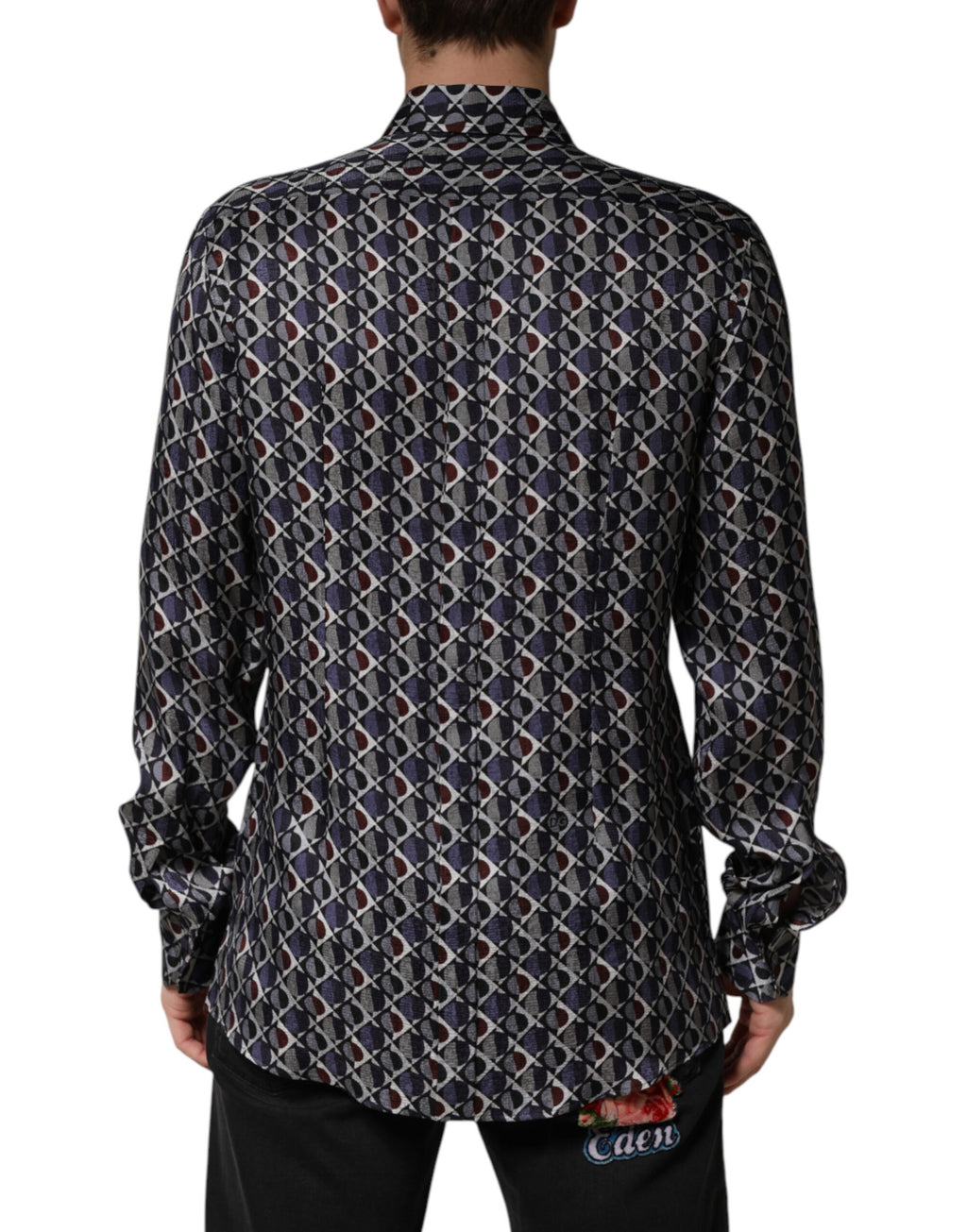 Multicolor Patterned Collared GOLD Men Dress Shirt