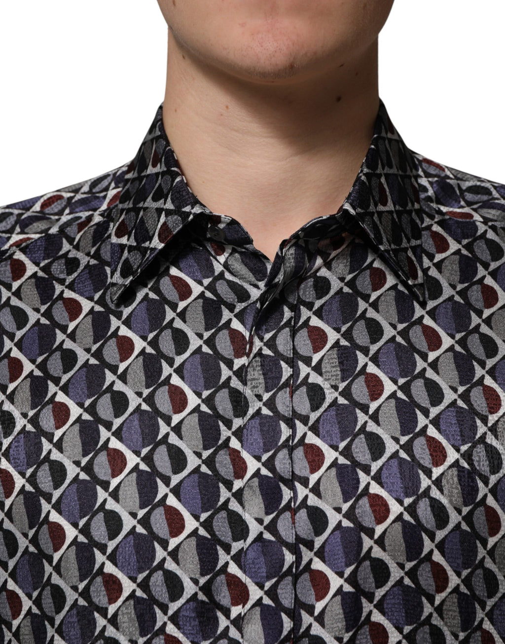 Multicolor Patterned Collared GOLD Men Dress Shirt