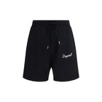Black Cotton Bermuda Shorts