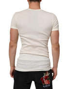 Off White Cotton Short Sleeve Henley T-shirt