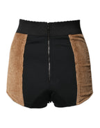 Brown Cotton High Waisted Hot Pants Shorts