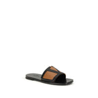 Black Goatskin Flat Sandals