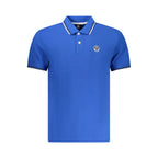 Blue Cotton Men Polo Shirt