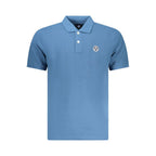 Blue Cotton Men Polo Shirt