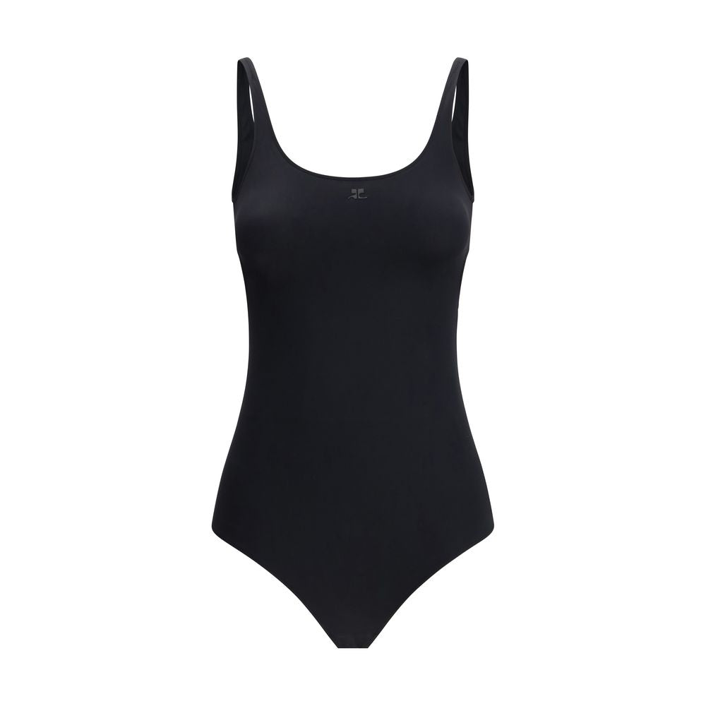Black Elastane One-Piece Swimsuit