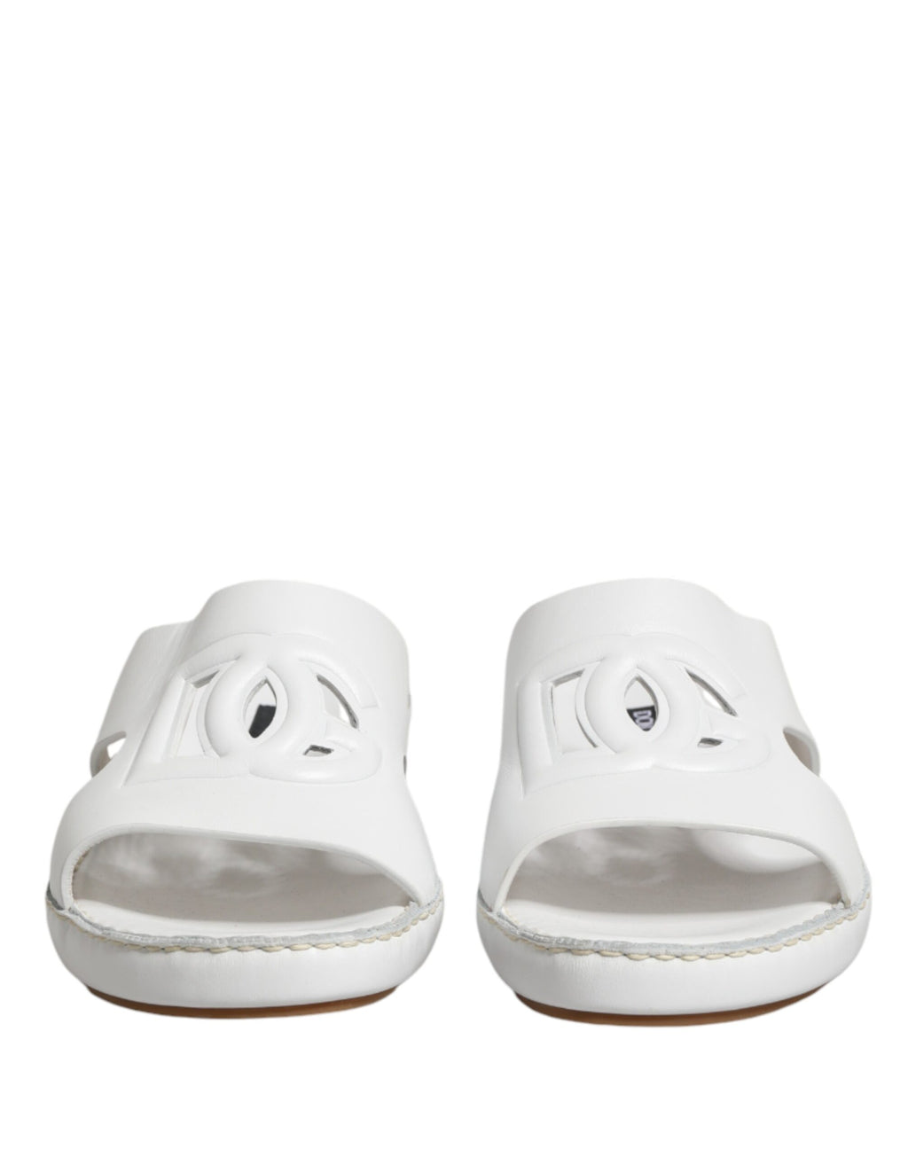 White DG Cutout Slides Slippers Flats Shoes