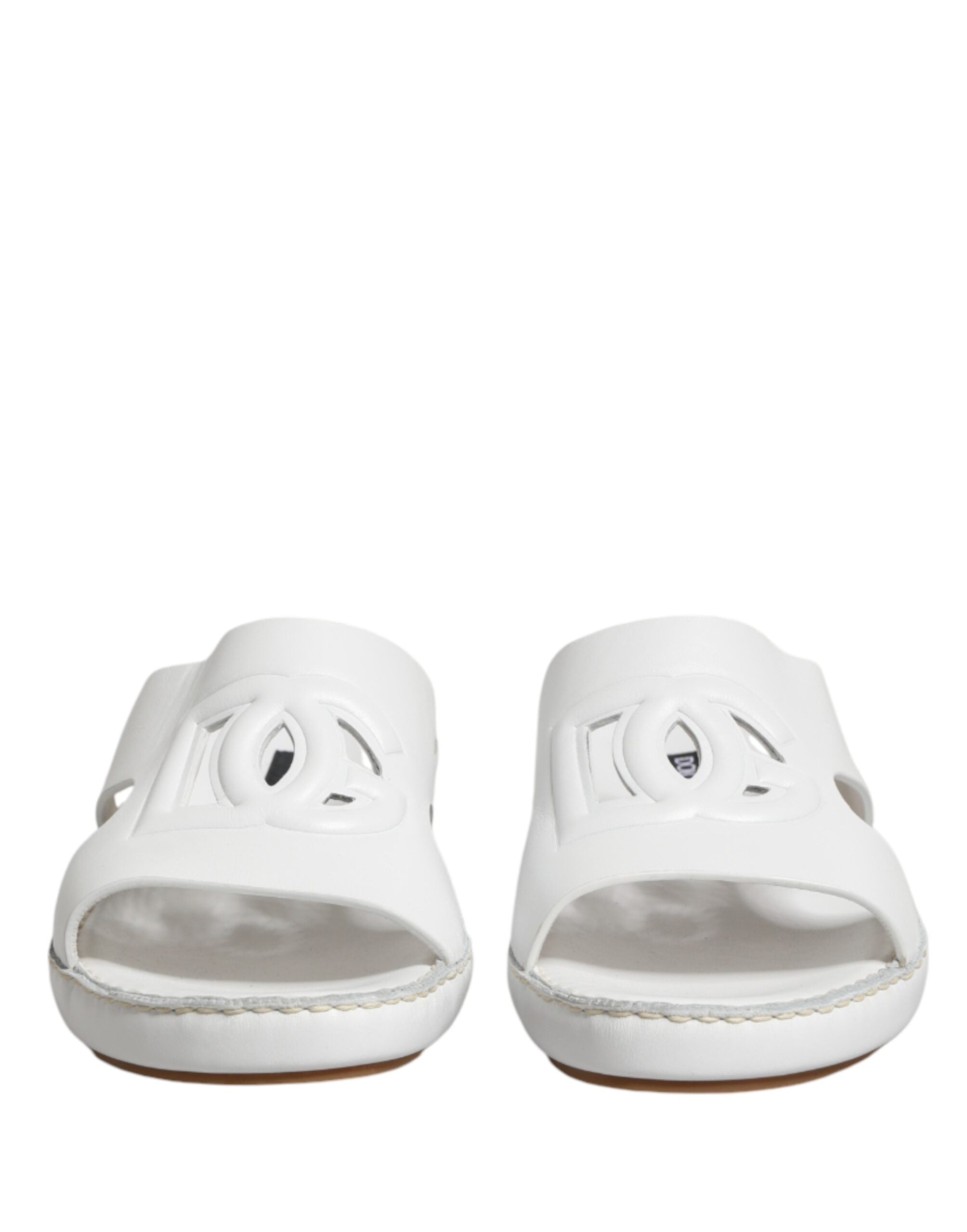 White DG Cutout Slides Slippers Flats Shoes