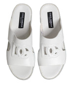 White DG Cutout Slides Slippers Flats Shoes