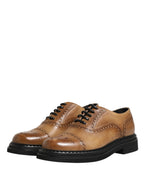 Brown Lace Up Leather Brogue Derby Men Shoes
