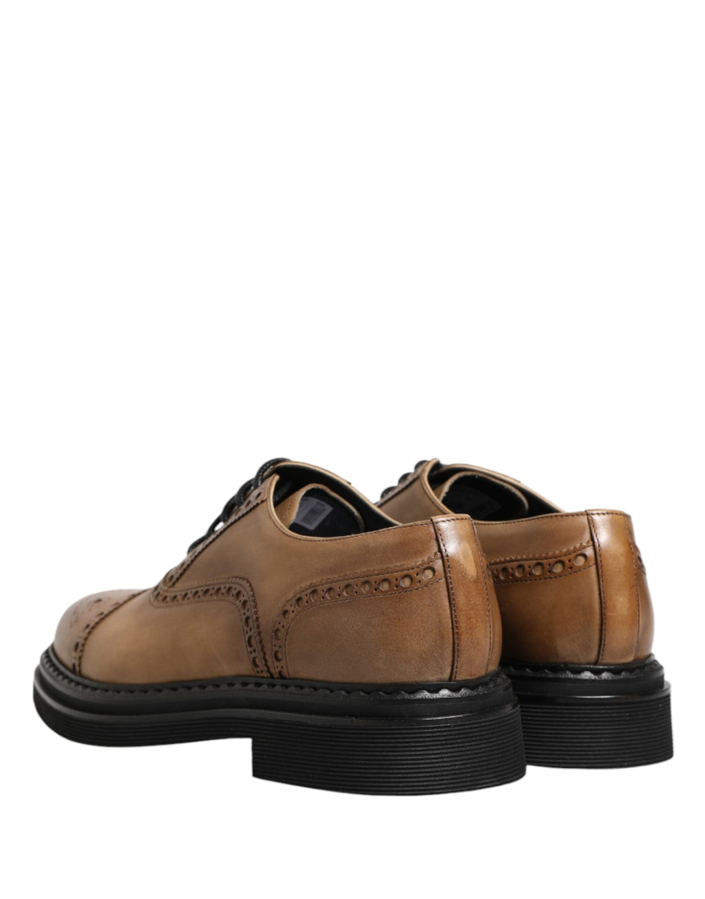 Brown Lace Up Leather Brogue Derby Men Shoes
