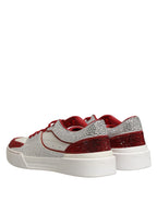 White Red Rhinestone Embellished Men Sneakers Shoes