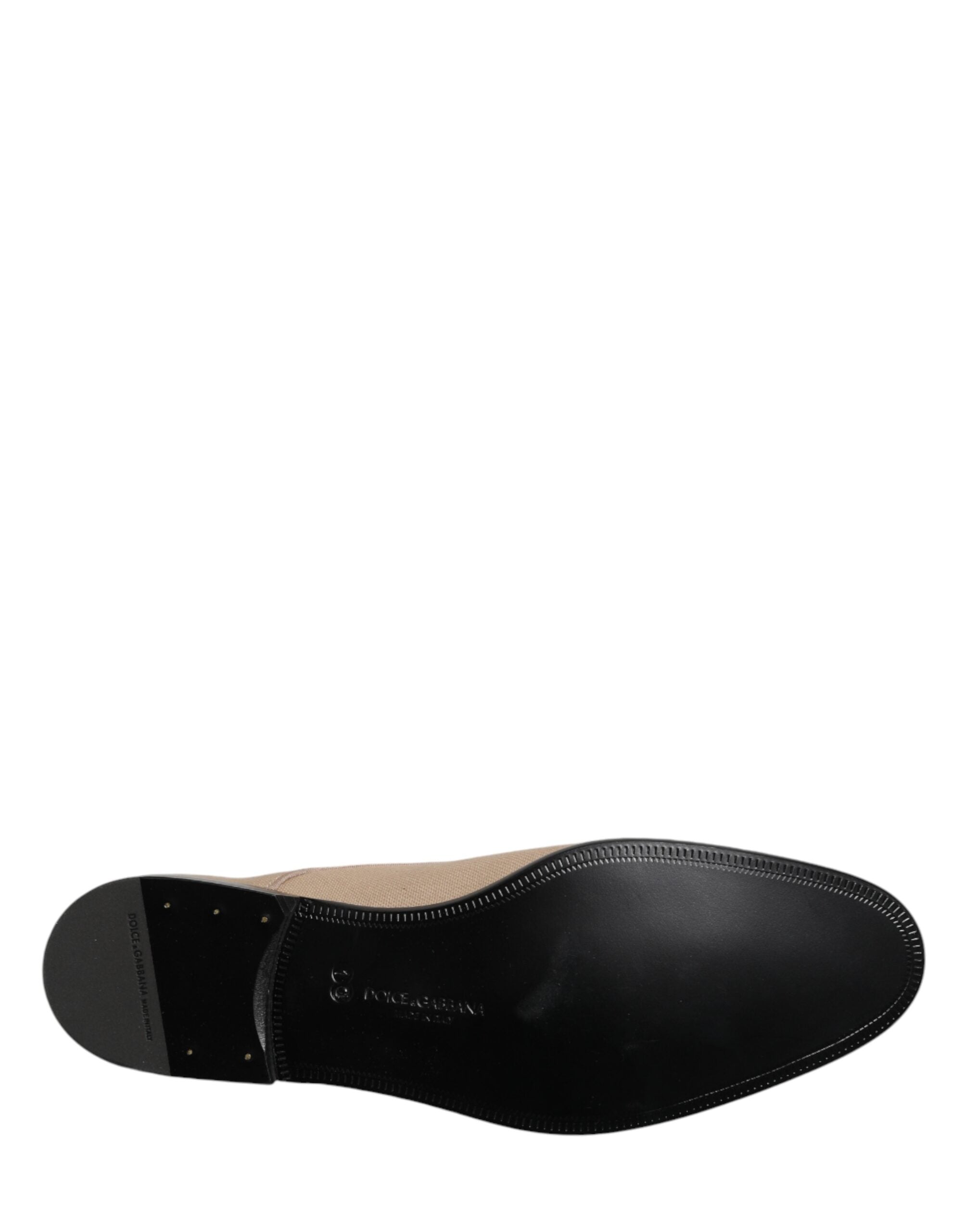 Beige Canvas Derby Lace Up Dress Men Shoes