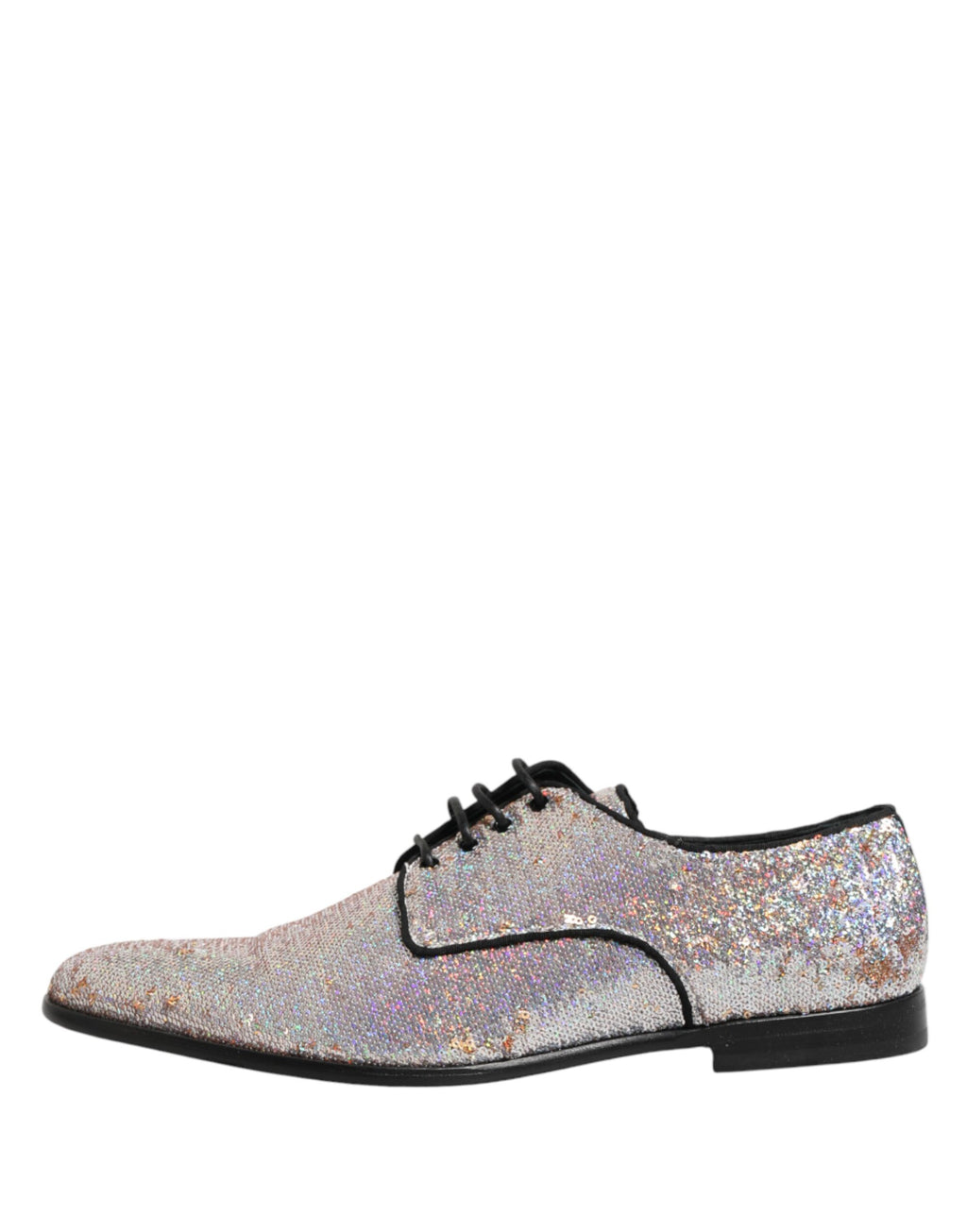 Silver Sequined Lace Up Men Derby Dress Shoes
