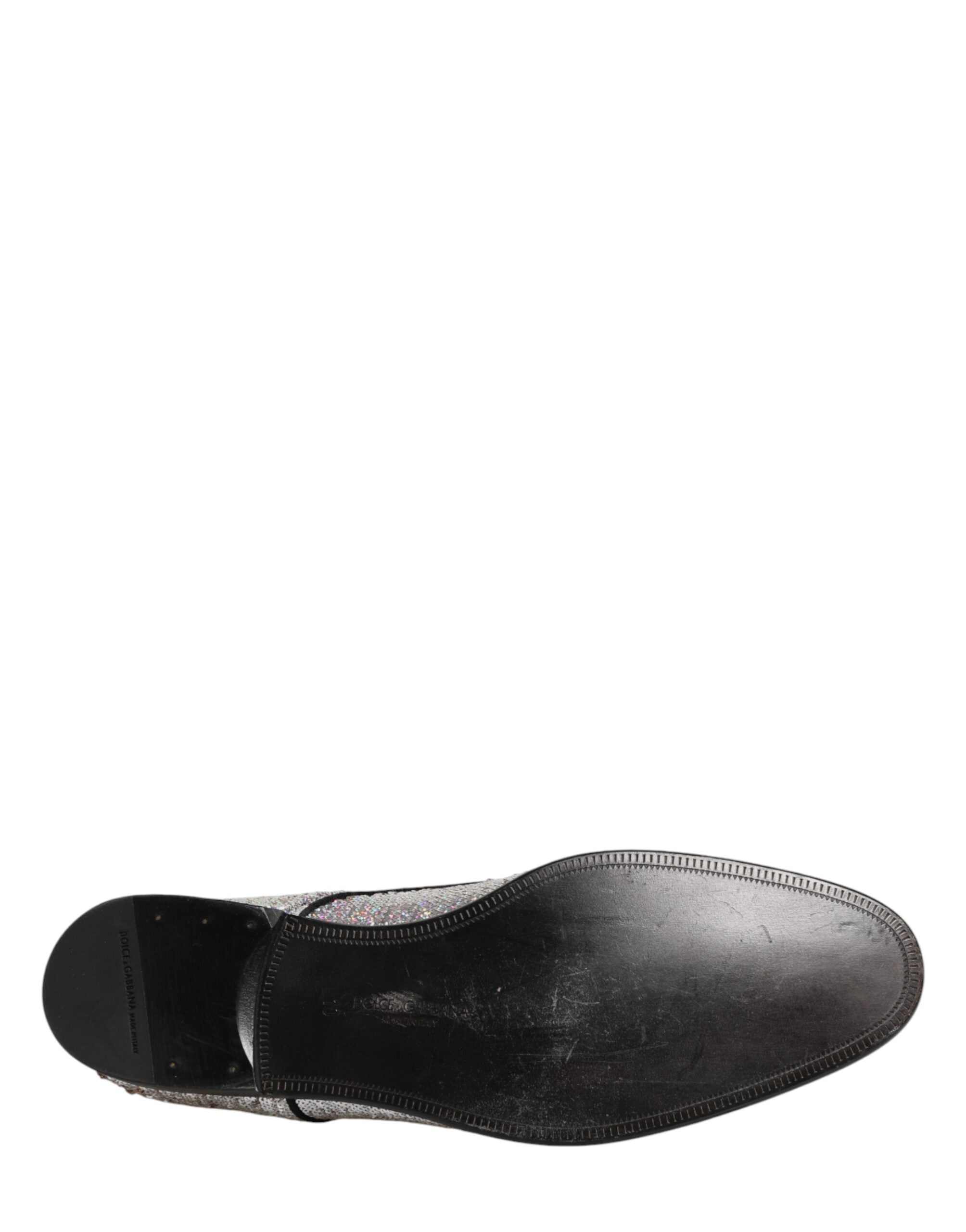 Silver Sequined Lace Up Men Derby Dress Shoes