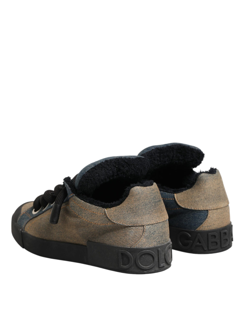 Multicolor Color Block Denim Low Top Sneakers Shoes