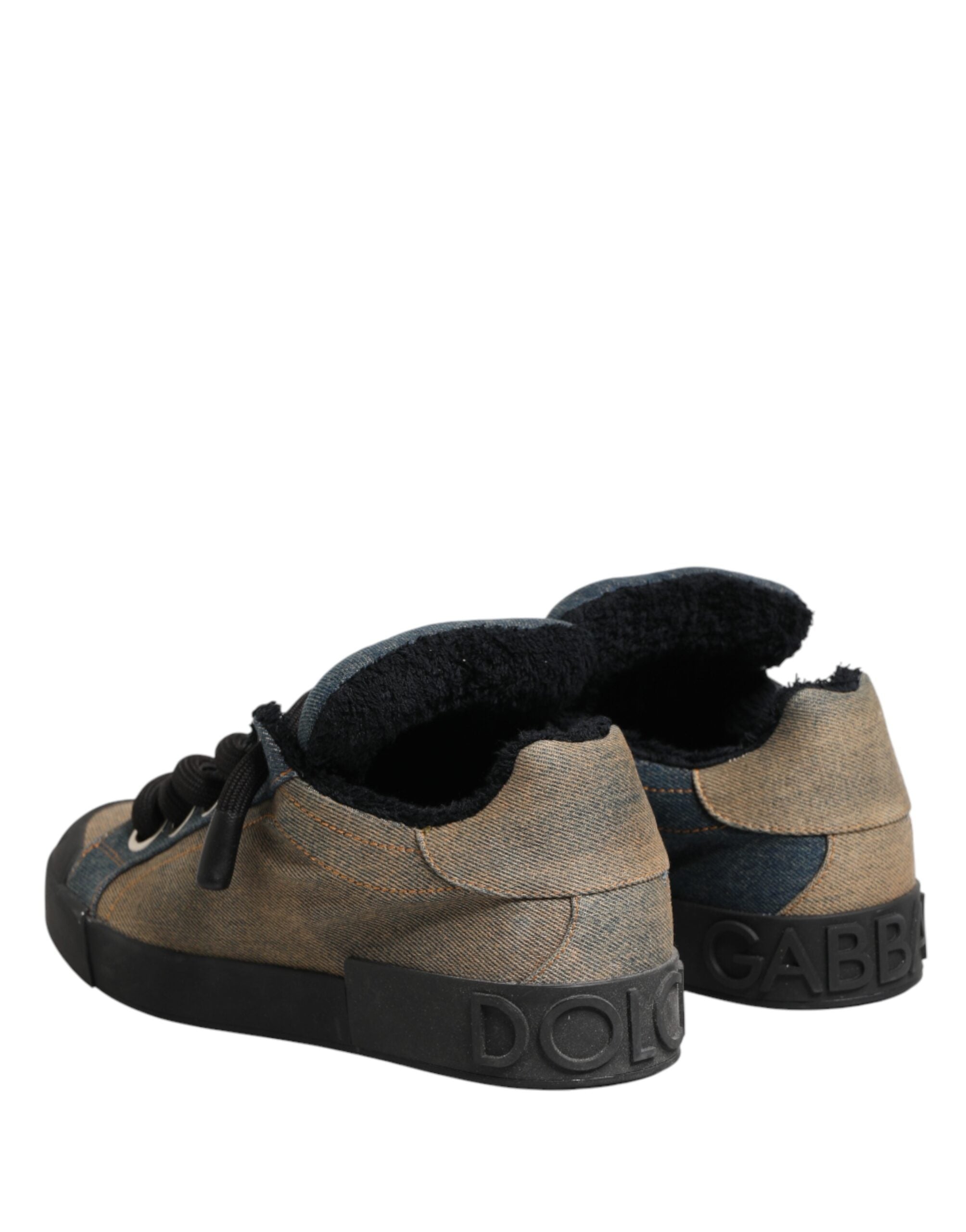 Multicolor Color Block Denim Low Top Sneakers Shoes