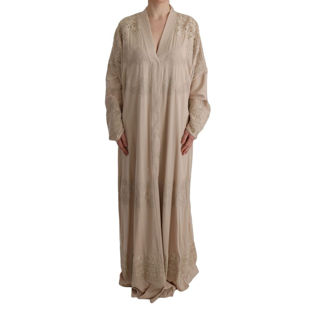 Beige Silk Full-Length Jacket