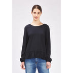 Black Polyester Long Sleeve T-Shirt