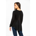 Black Viscose Long Sleeve T-Shirt