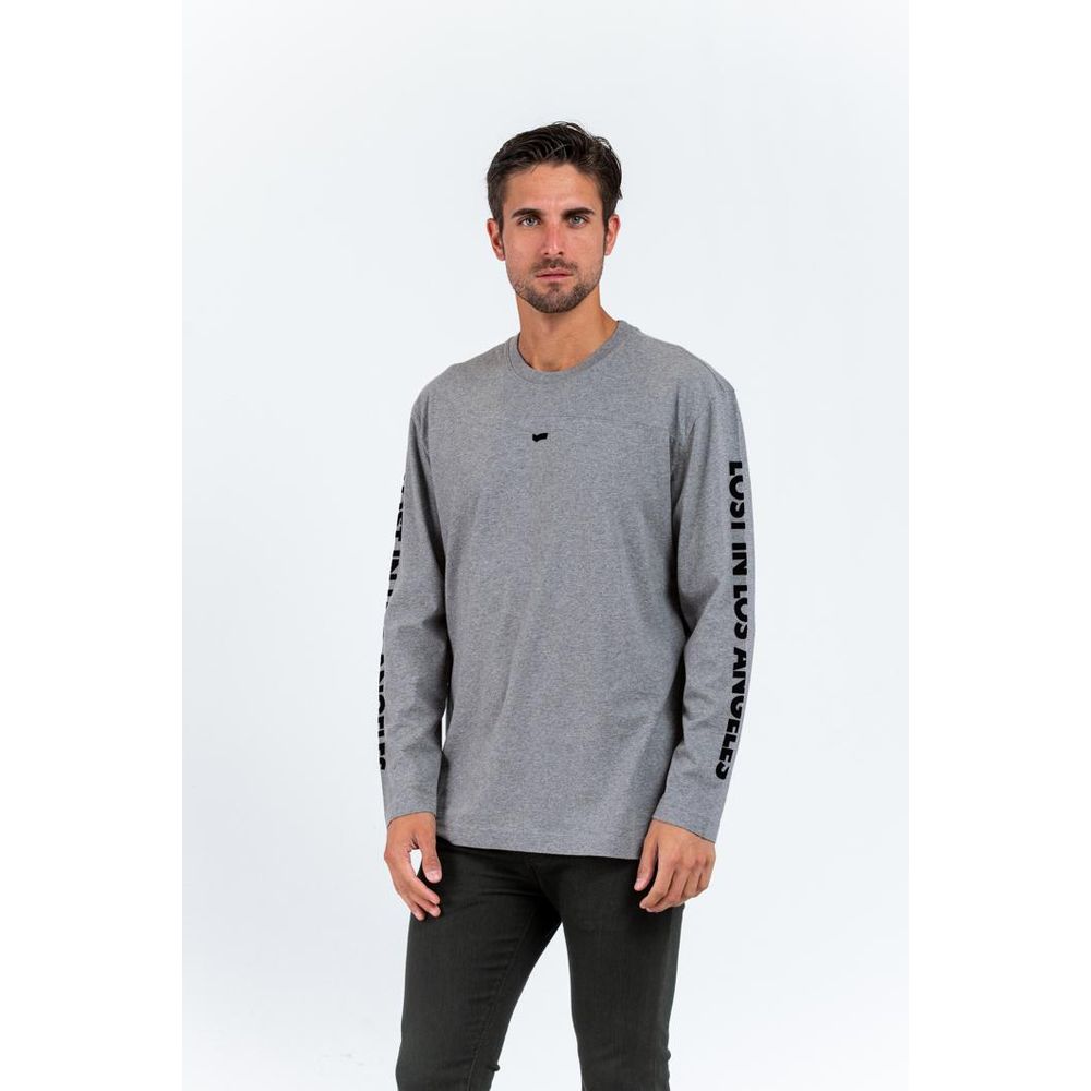 Gray Cotton Long Sleeve T-Shirt