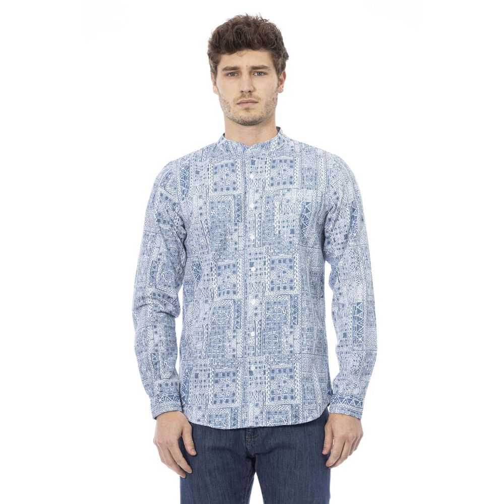 Blue Cotton Long Sleeve T-Shirt