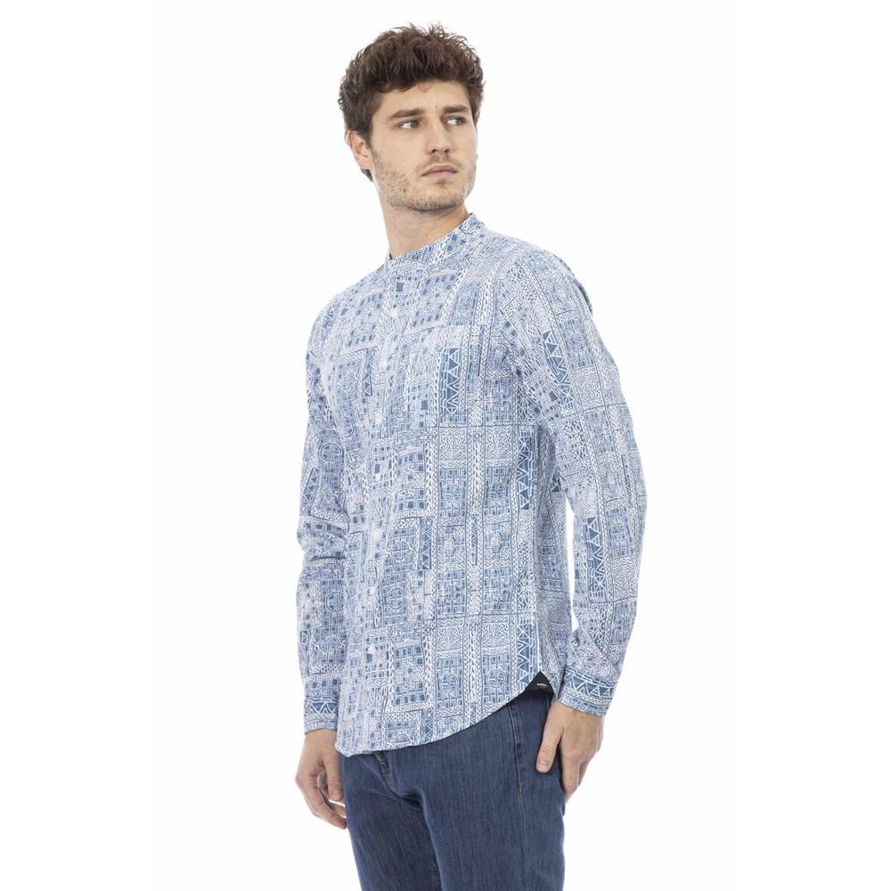 Blue Cotton Long Sleeve T-Shirt