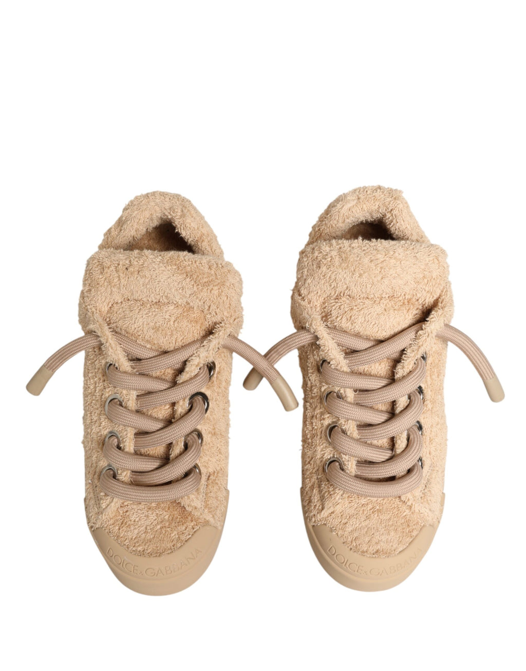 Shoes Beige Faux Shearling Low Top Sneakers