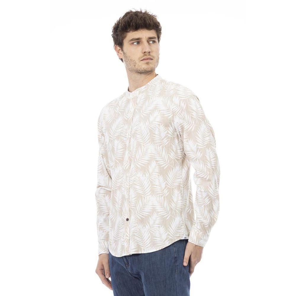 Beige Cotton Long Sleeve T-Shirt