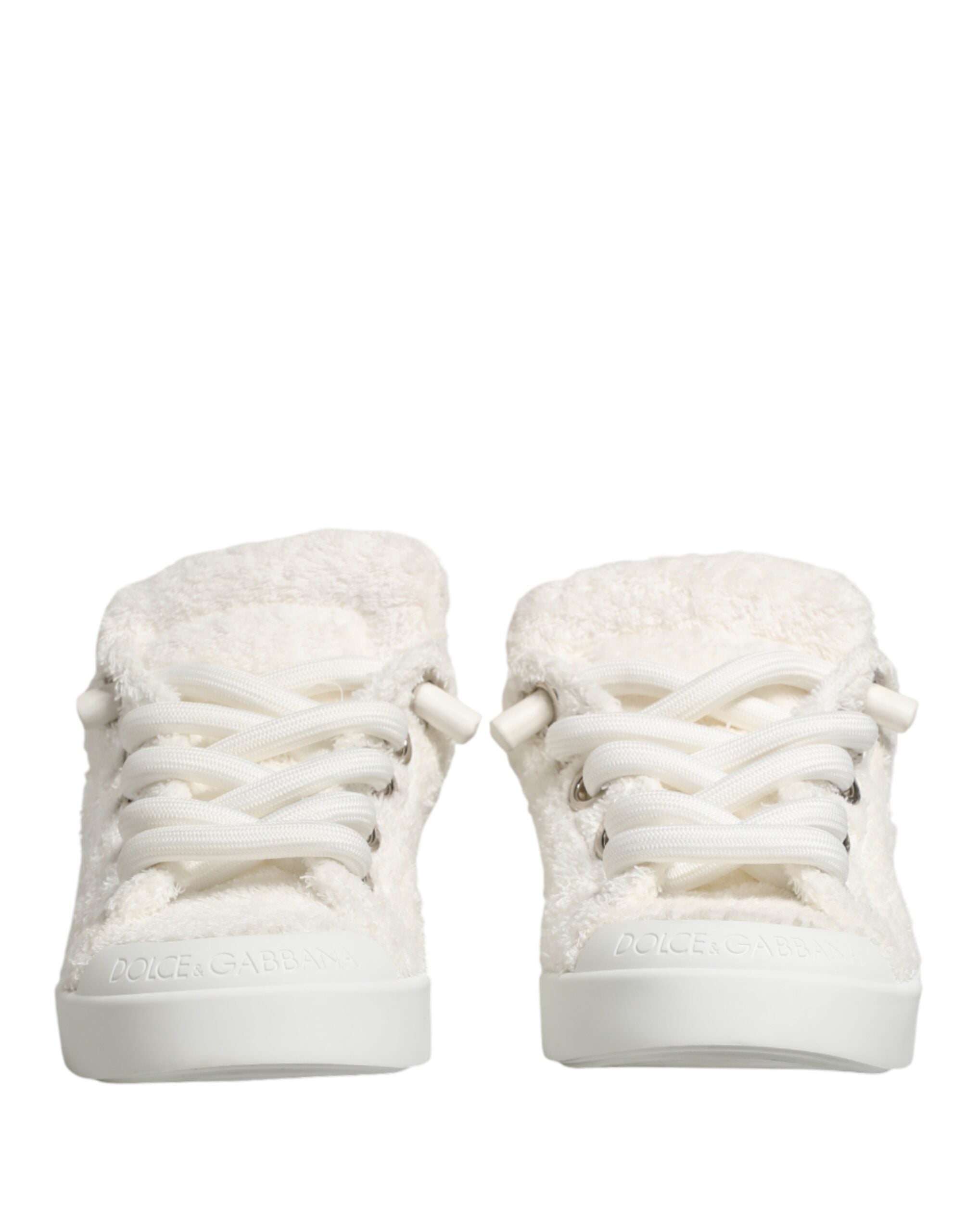 White Faux Shearling Low Top Sneakers  Shoes