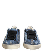 Blue Distressed Denim Low Top Sneakers Shoes