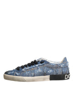 Blue Distressed Denim Low Top Sneakers Shoes