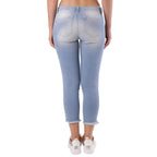 Blue Cotton Cropped Jeans