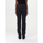 Black Cotton Straight-Leg Jeans