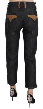 Cotton Blue High Waist Straight Cropped Trouser Jeans