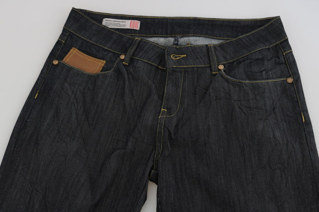 Cotton Blue High Waist Straight Cropped Trouser Jeans