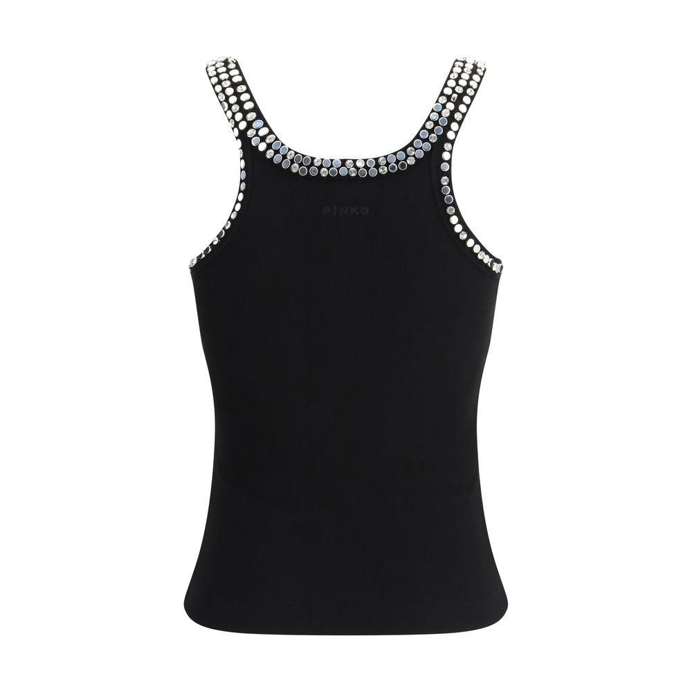 Black Cotton Sleeveles T-Shirt
