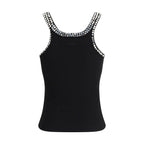 Black Cotton Sleeveles T-Shirt