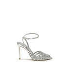 Silver Calf Leather Bos Taurus Stiletto Heel Sandals