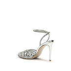Silver Calf Leather Bos Taurus Stiletto Heel Sandals