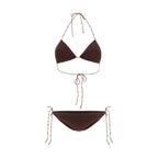 Brown Elastane Bikini
