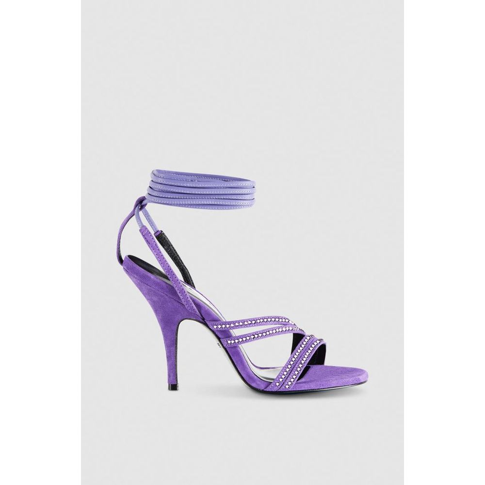 Silver Goatskin Stiletto Heel Sandals