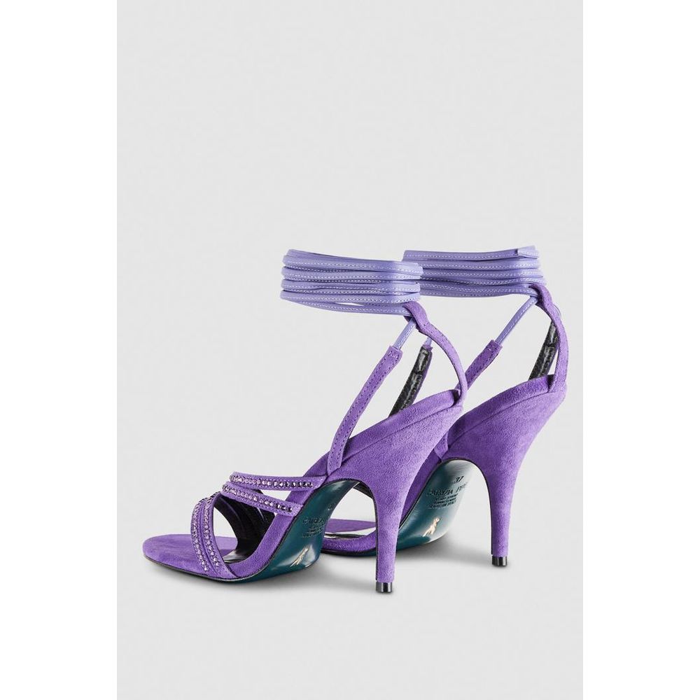 Silver Goatskin Stiletto Heel Sandals