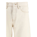 Beige Cotton Relaxed Fit Jeans