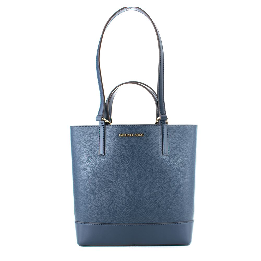Blue Leather Tote Bag